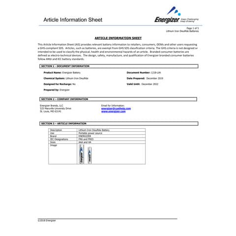 Batterie ENERGIZER Ultimate Lithium AA  conf. da 2 - E301535201